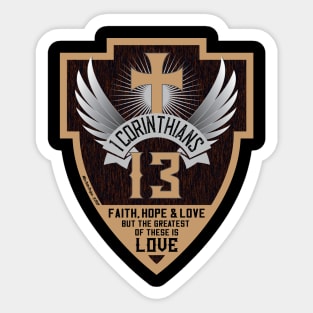 1 Corinthians 13 Cross Shield Sticker